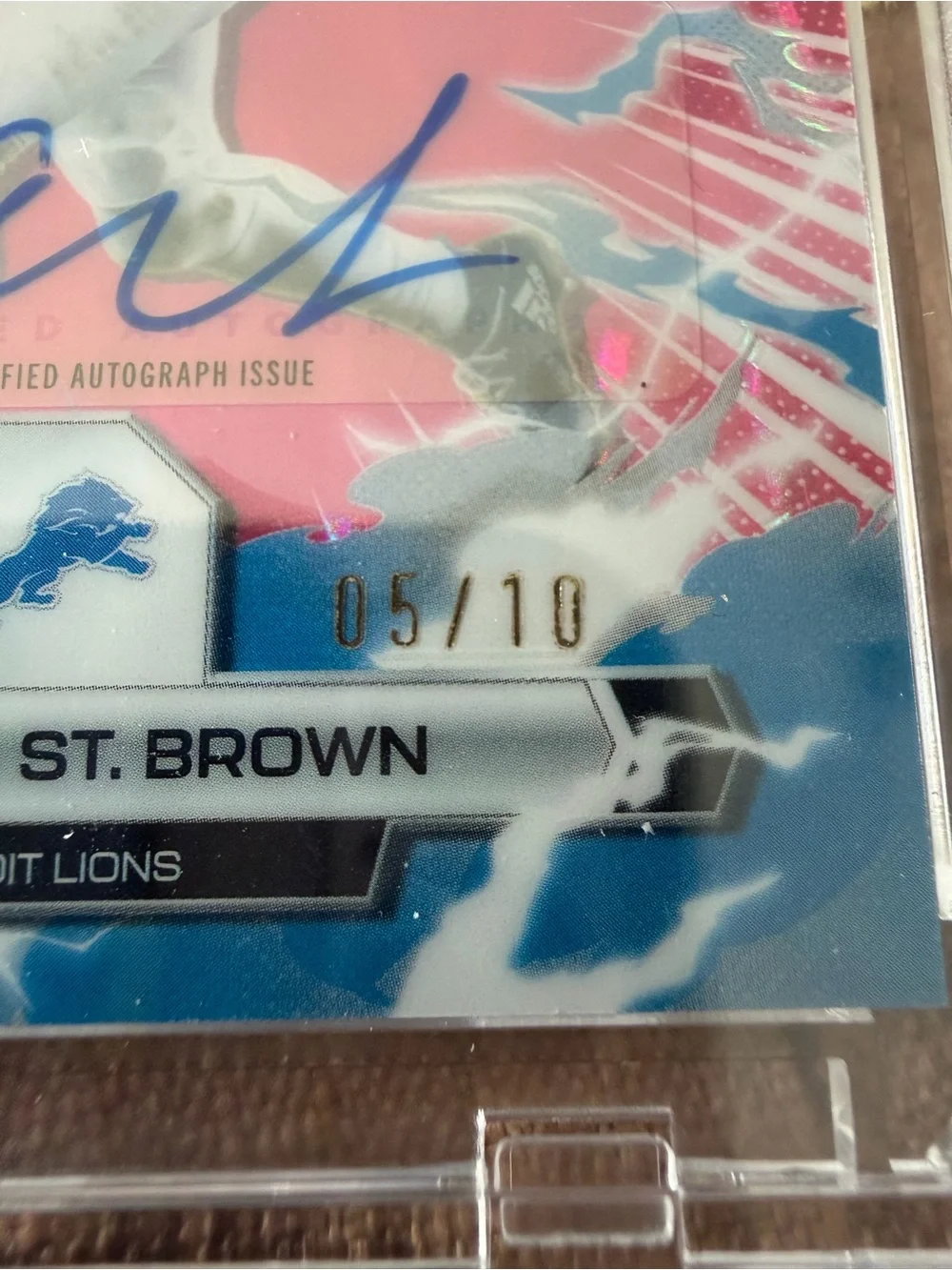 2025 Resurgence Amon-Ra St. Brown Autograph & Numbered 05/10 Pink Power Surge